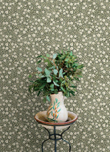 York Poppy Trail Green Floral Wallpaper