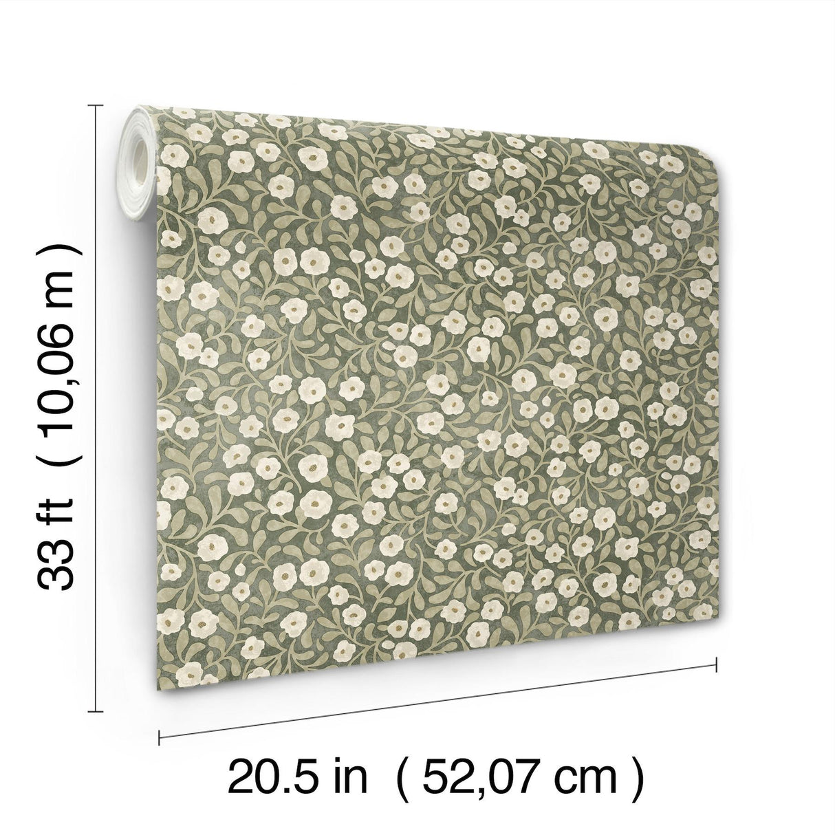 York Poppy Trail Green Floral Wallpaper