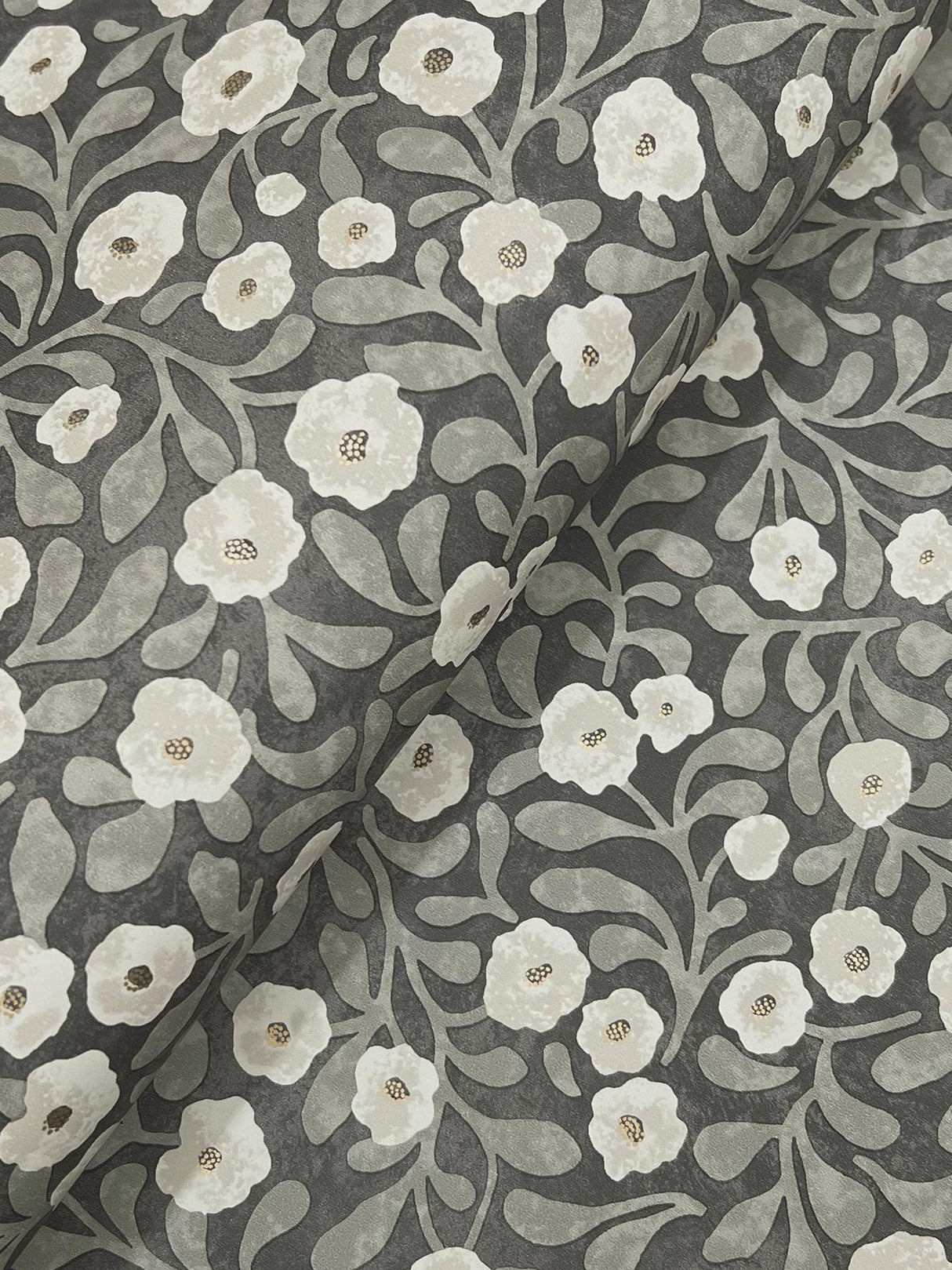 York Poppy Trail Black Floral Wallpaper