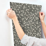 York Poppy Trail Black Floral Wallpaper
