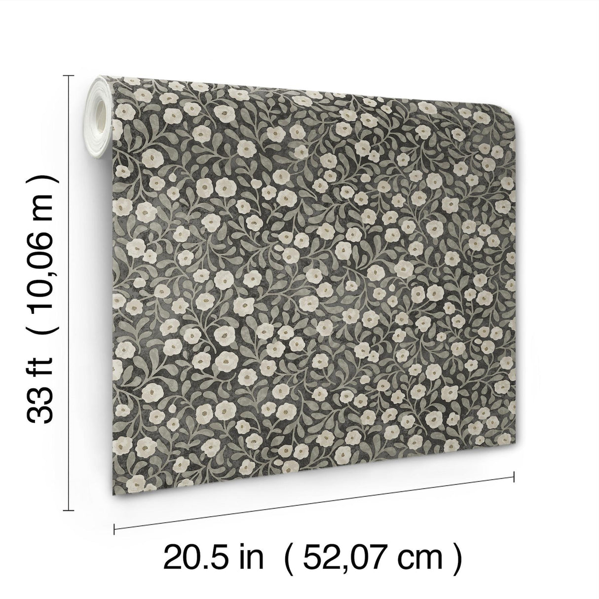 York Poppy Trail Black Floral Wallpaper