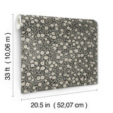 York Poppy Trail Black Floral Wallpaper