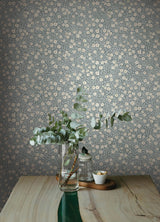York Poppy Trail Light Blue Floral Wallpaper