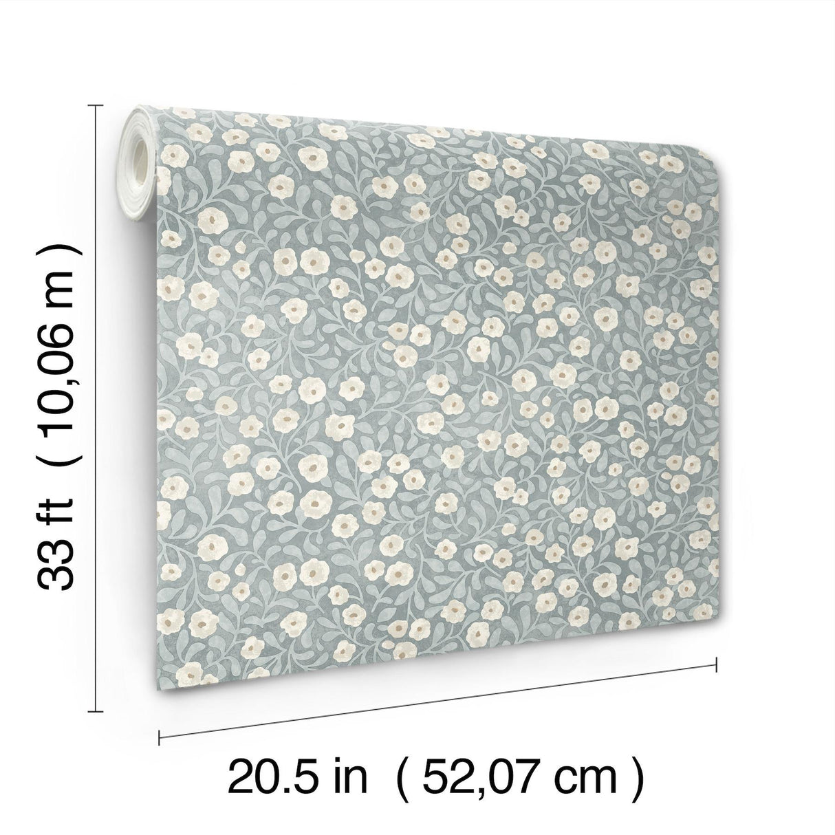 York Poppy Trail Light Blue Floral Wallpaper