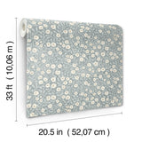 York Poppy Trail Light Blue Floral Wallpaper