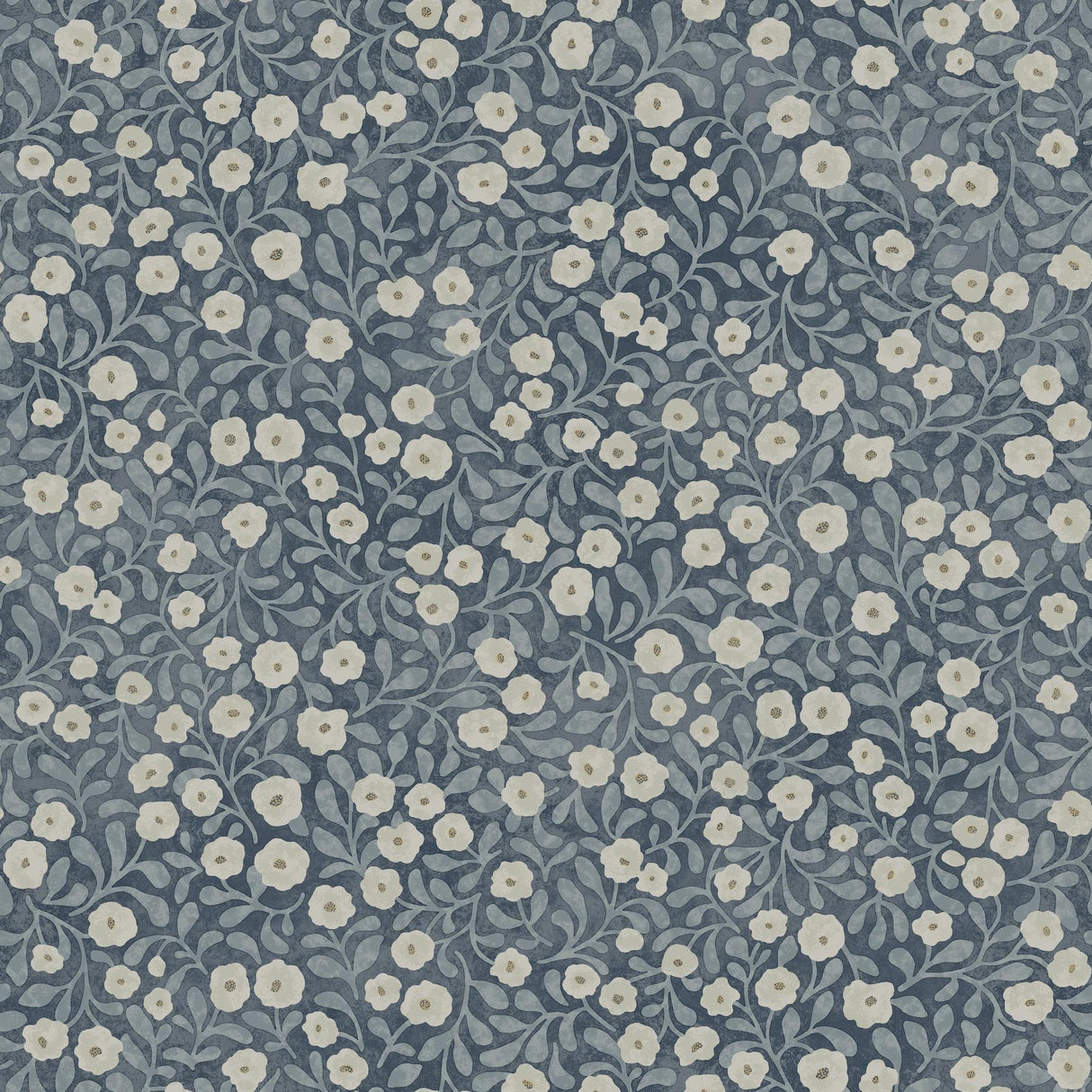 York Poppy Trail Dark Blue Floral Wallpaper