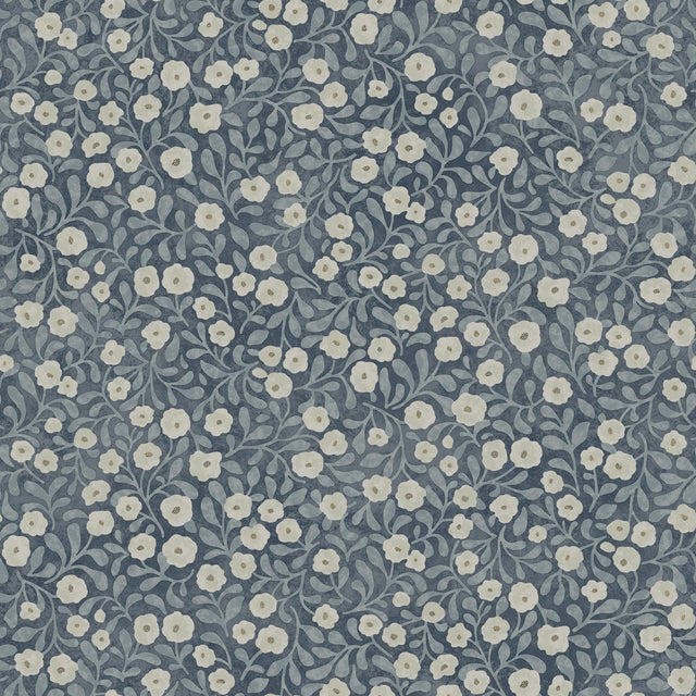 York Poppy Trail Dark Blue Floral Wallpaper