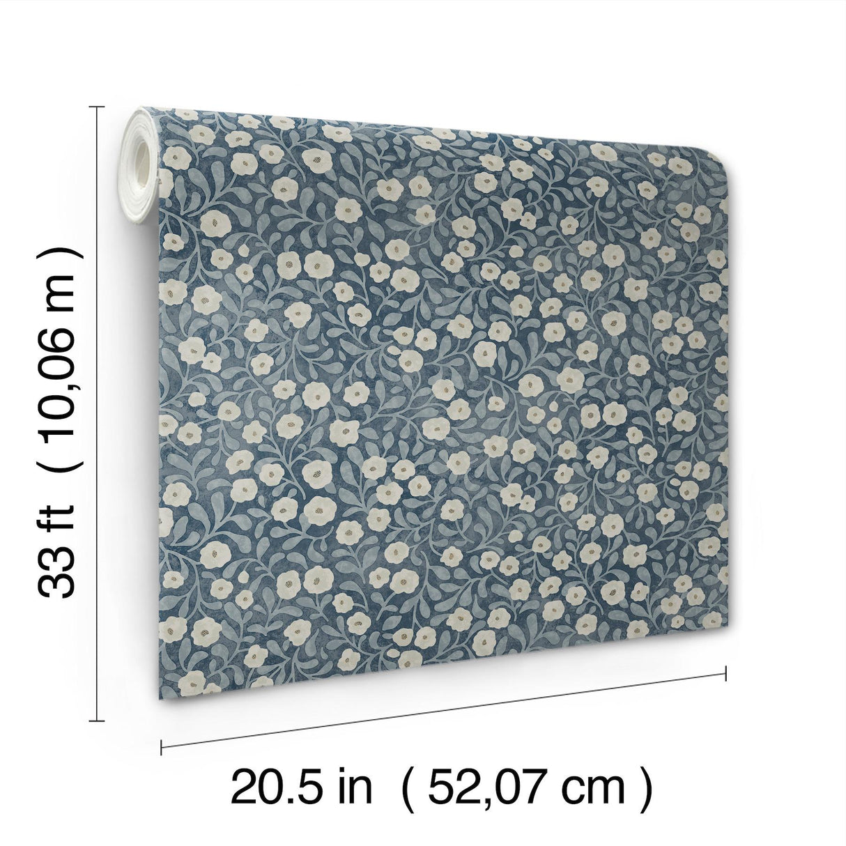 York Poppy Trail Dark Blue Floral Wallpaper