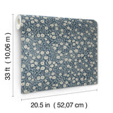 York Poppy Trail Dark Blue Floral Wallpaper