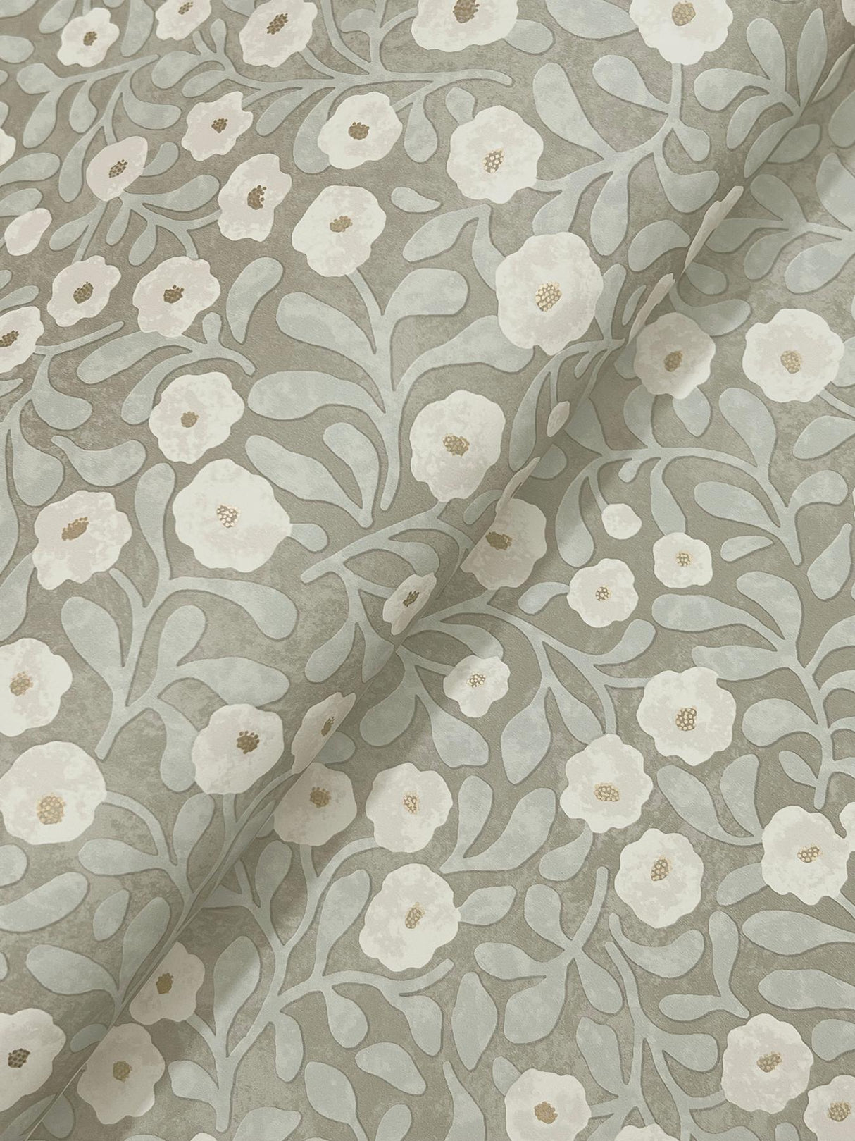 York Poppy Trail Aqua Floral Wallpaper