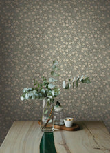 York Poppy Trail Aqua Floral Wallpaper