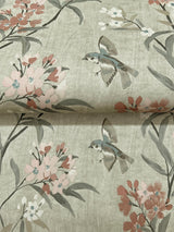 York Tea Olive Green Finch Frolic Wallpaper