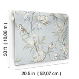 York Tea Olive Light Blue Finch Frolic Wallpaper