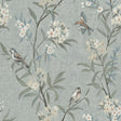 York Tea Olive Blue Finch Frolic Wallpaper
