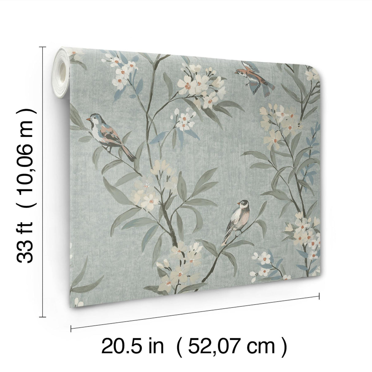 York Tea Olive Blue Finch Frolic Wallpaper