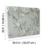 York Tea Olive Blue Finch Frolic Wallpaper