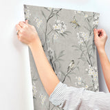York Tea Olive Gray Finch Frolic Wallpaper