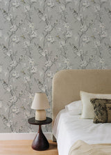 York Tea Olive Gray Finch Frolic Wallpaper