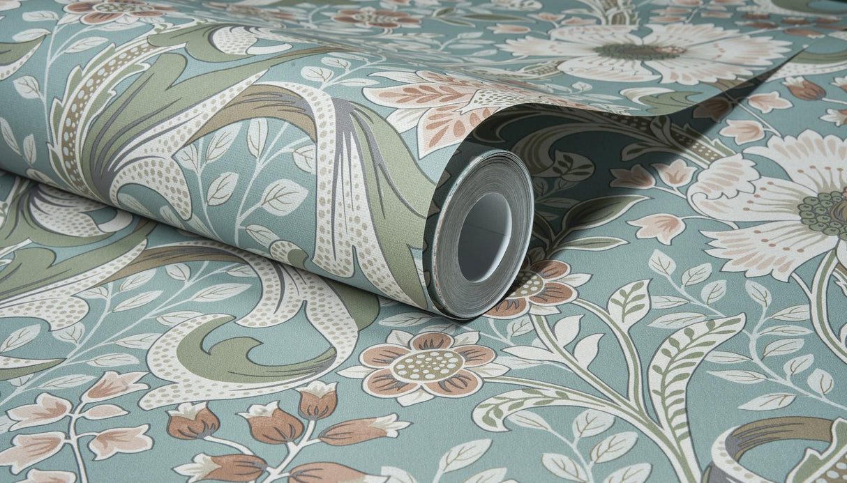 York Liora Aqua Floral Trail Wallpaper