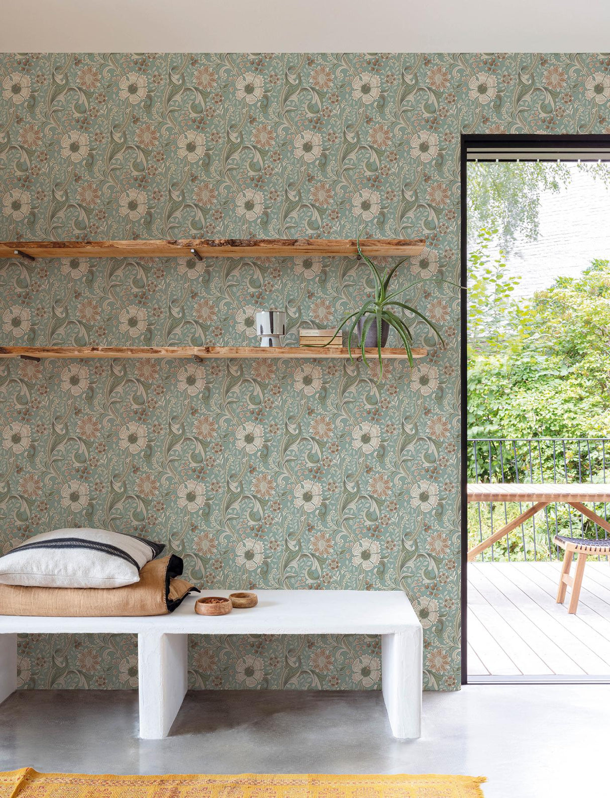 York Liora Aqua Floral Trail Wallpaper