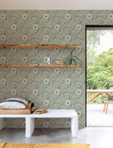 York Liora Aqua Floral Trail Wallpaper