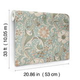York Liora Aqua Floral Trail Wallpaper