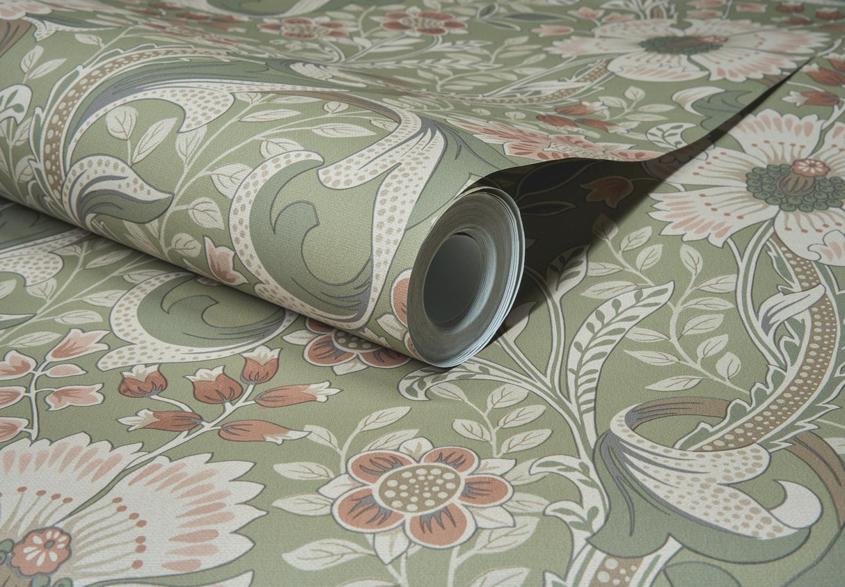York Liora Green Floral Trail Wallpaper