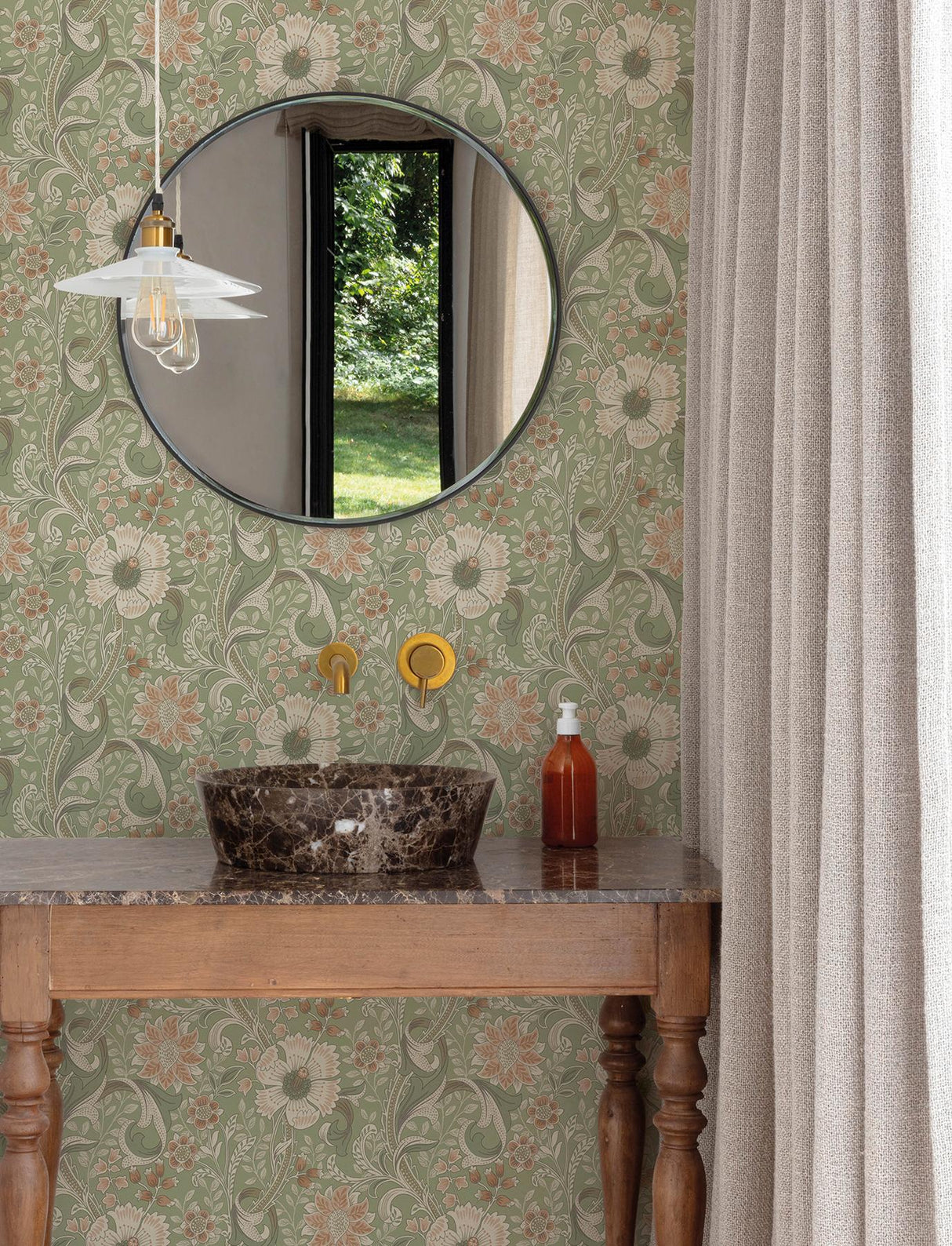 York Liora Green Floral Trail Wallpaper
