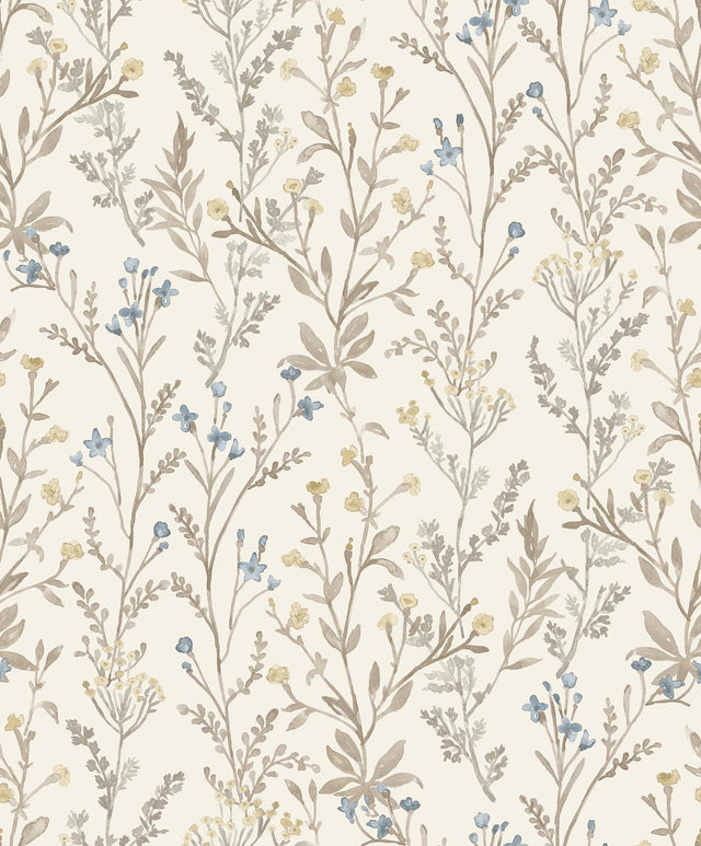 York Laverne Neutral Wildflowers Wallpaper
