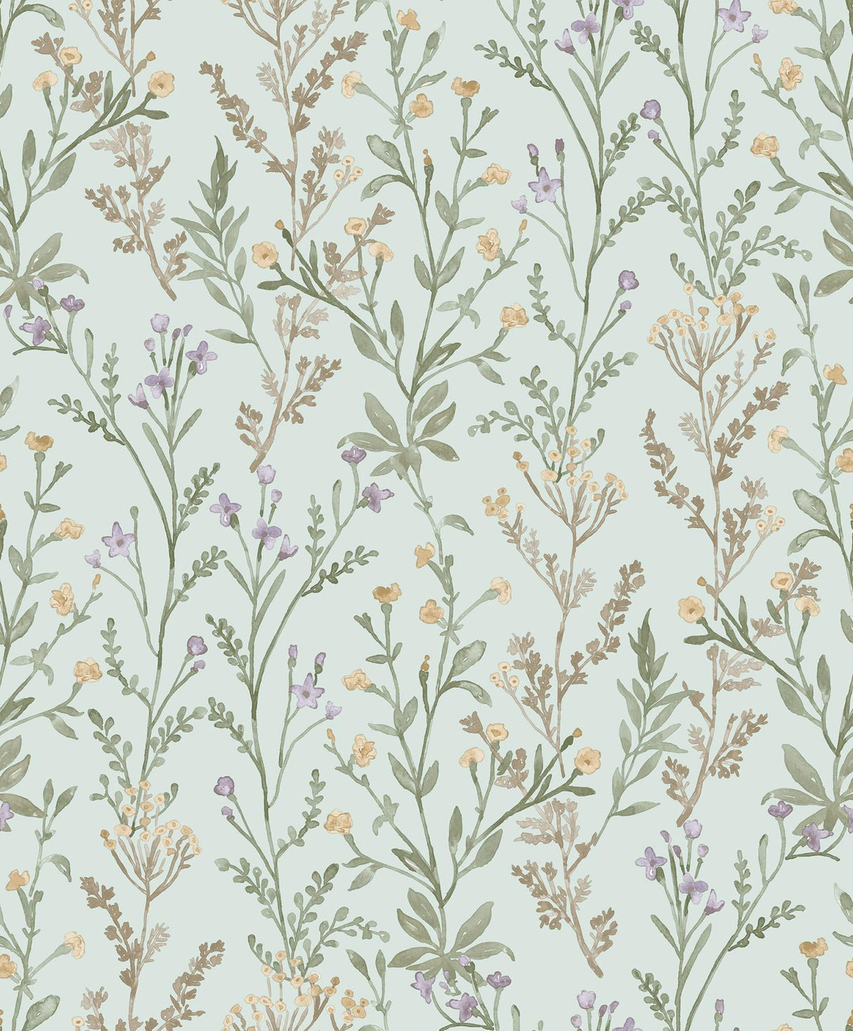 York Laverne Aquamarine Wildflowers Wallpaper