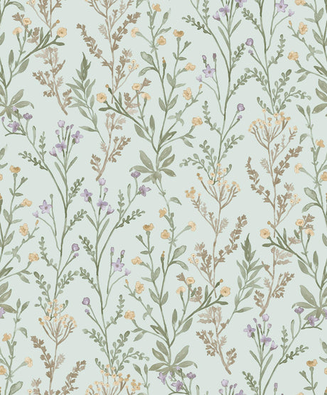 York Laverne Aquamarine Wildflowers Wallpaper
