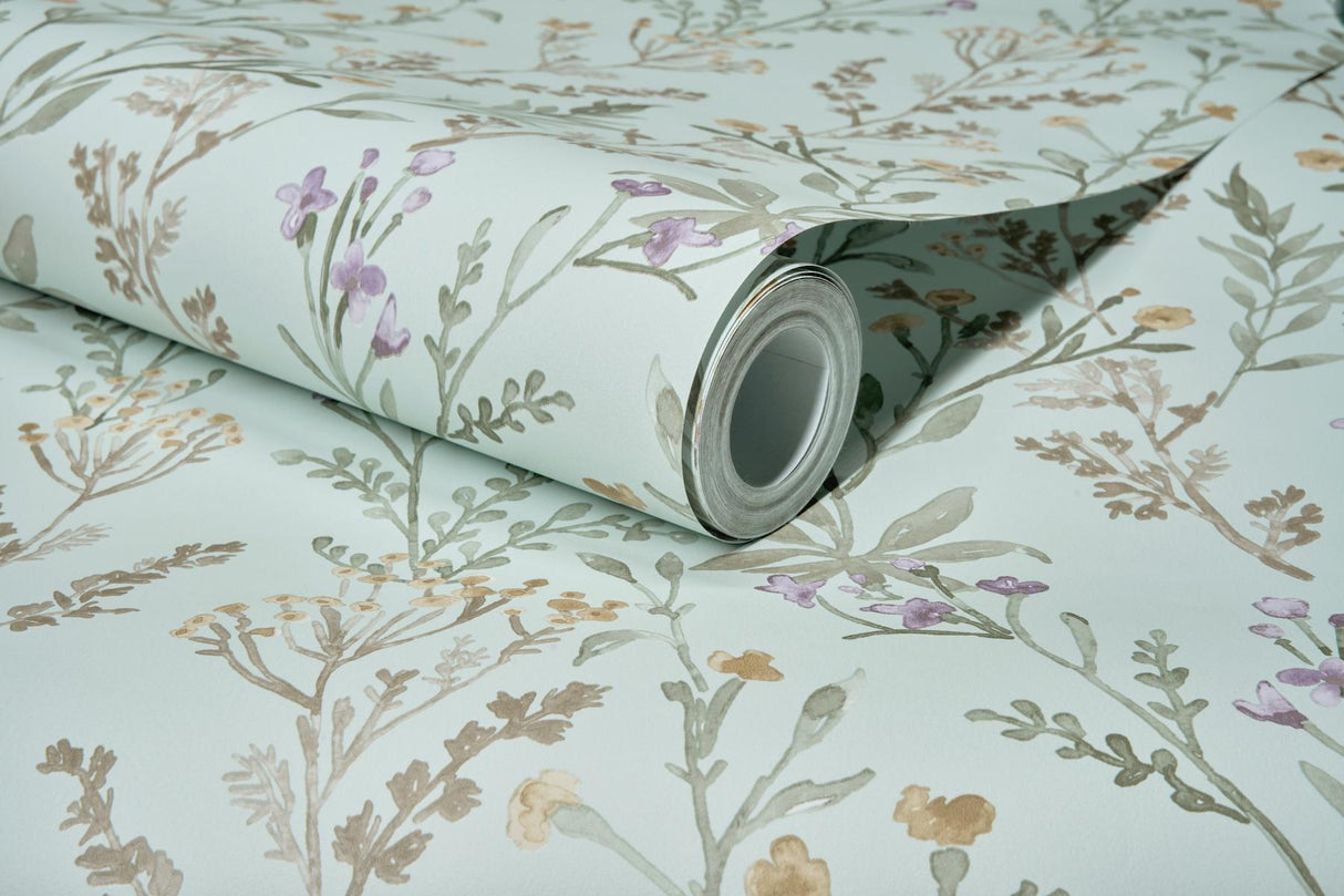 York Laverne Aquamarine Wildflowers Wallpaper
