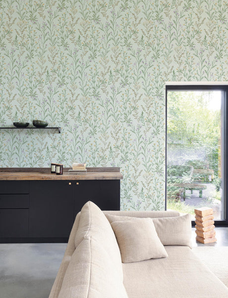 York Laverne Aquamarine Wildflowers Wallpaper