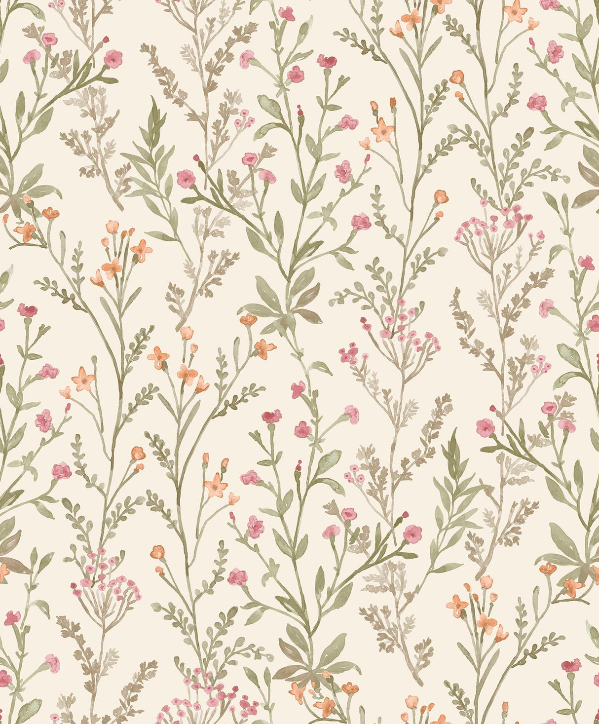 York Laverne Green Wildflowers Wallpaper