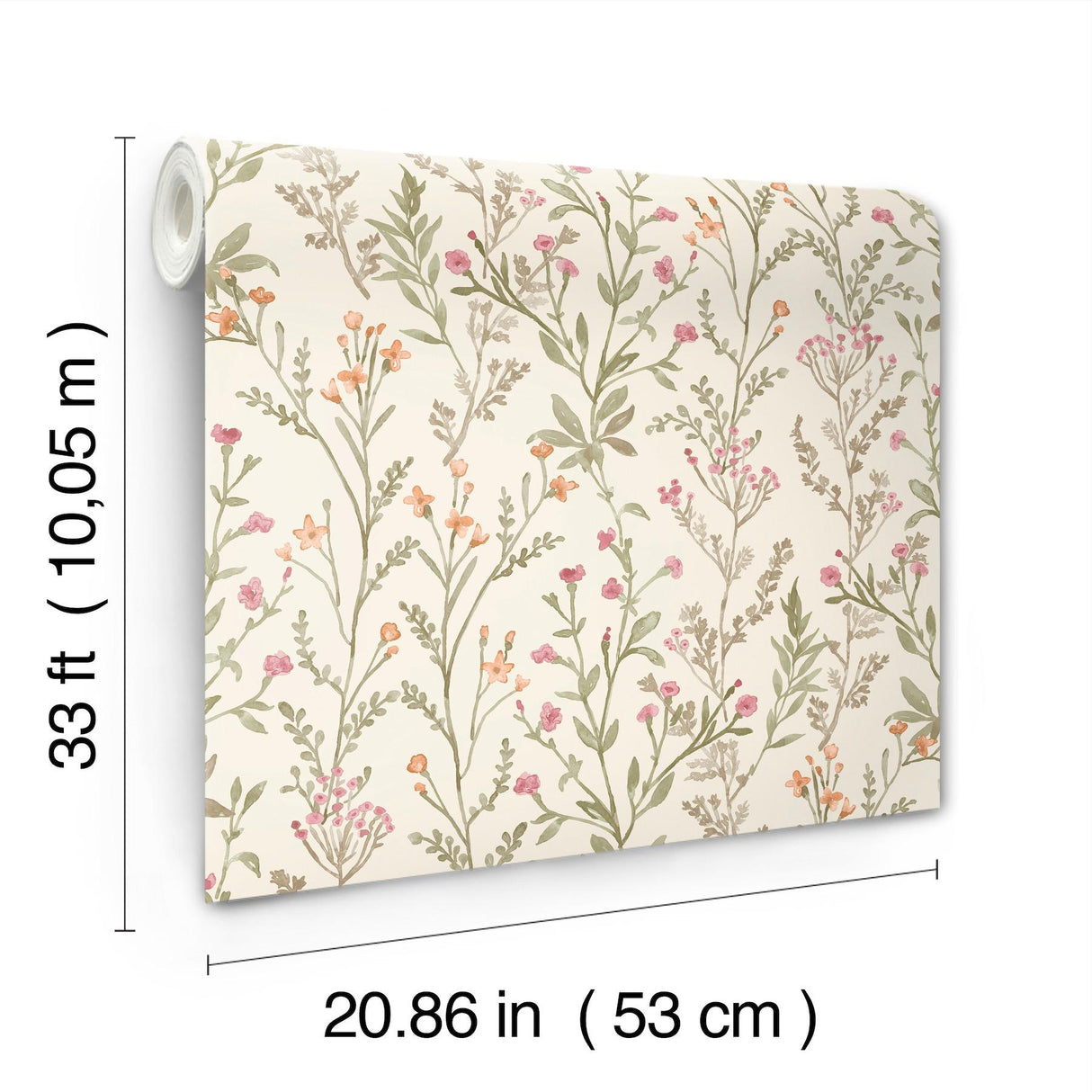 York Laverne Green Wildflowers Wallpaper