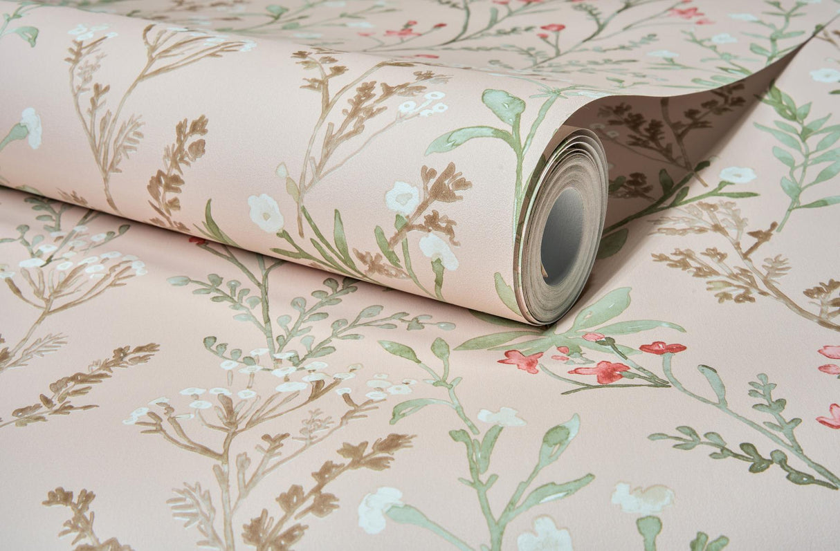 York Laverne Blush Wildflowers Wallpaper