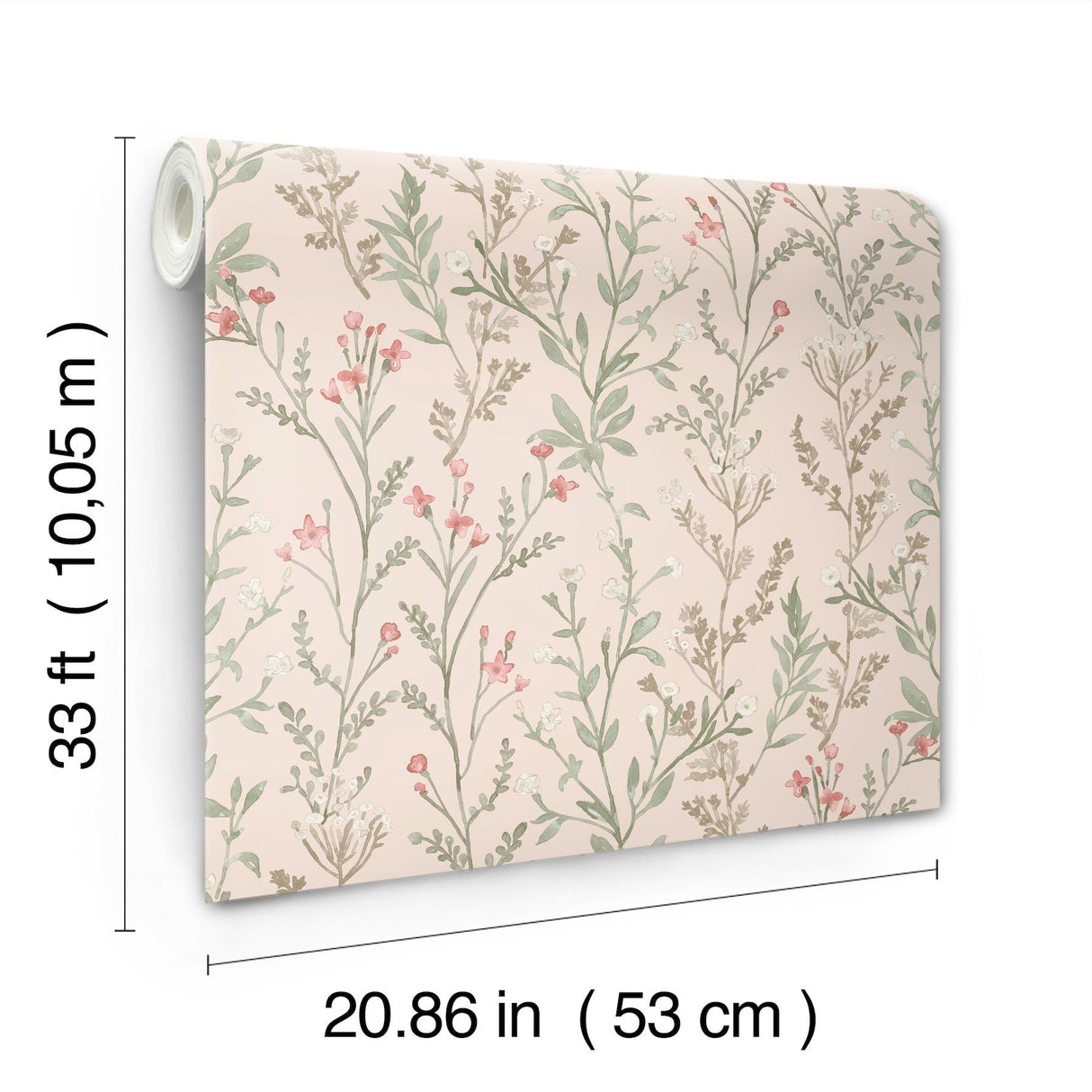 York Laverne Blush Wildflowers Wallpaper