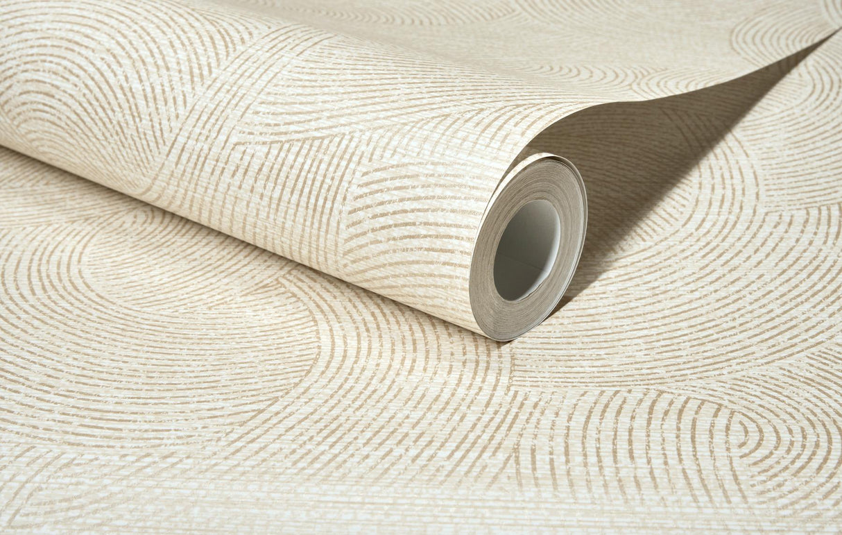 York Harrison Champagne Swirling Geometric Wallpaper