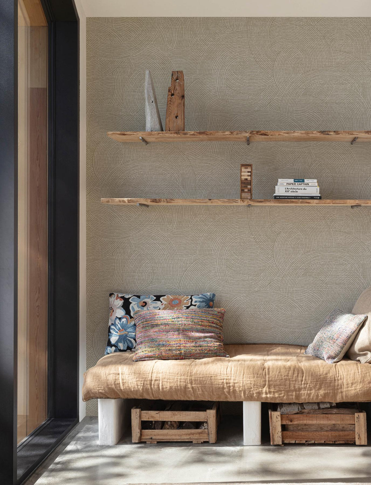 York Harrison Pewter Swirling Geometric Wallpaper