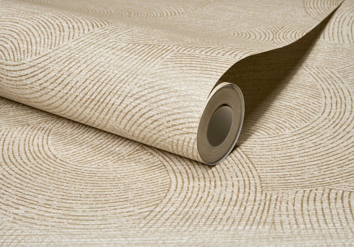 York Harrison Taupe Swirling Geometric Wallpaper