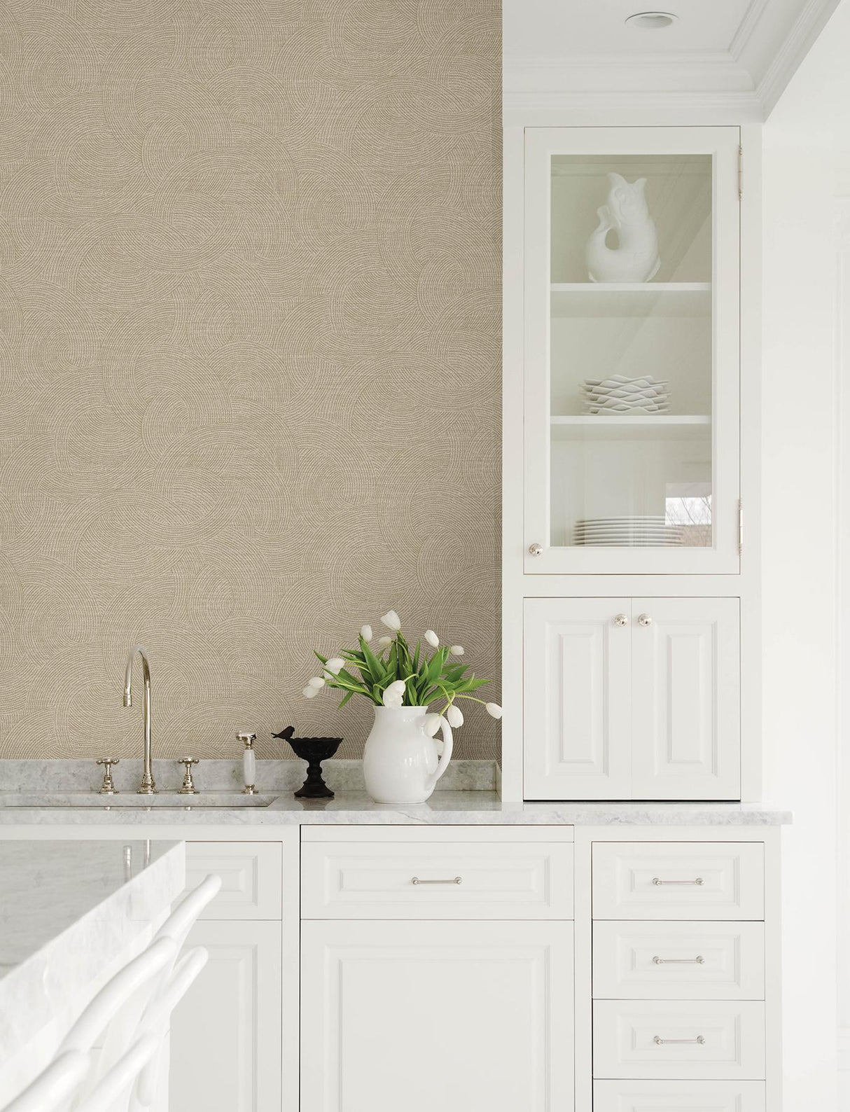 York Harrison Taupe Swirling Geometric Wallpaper