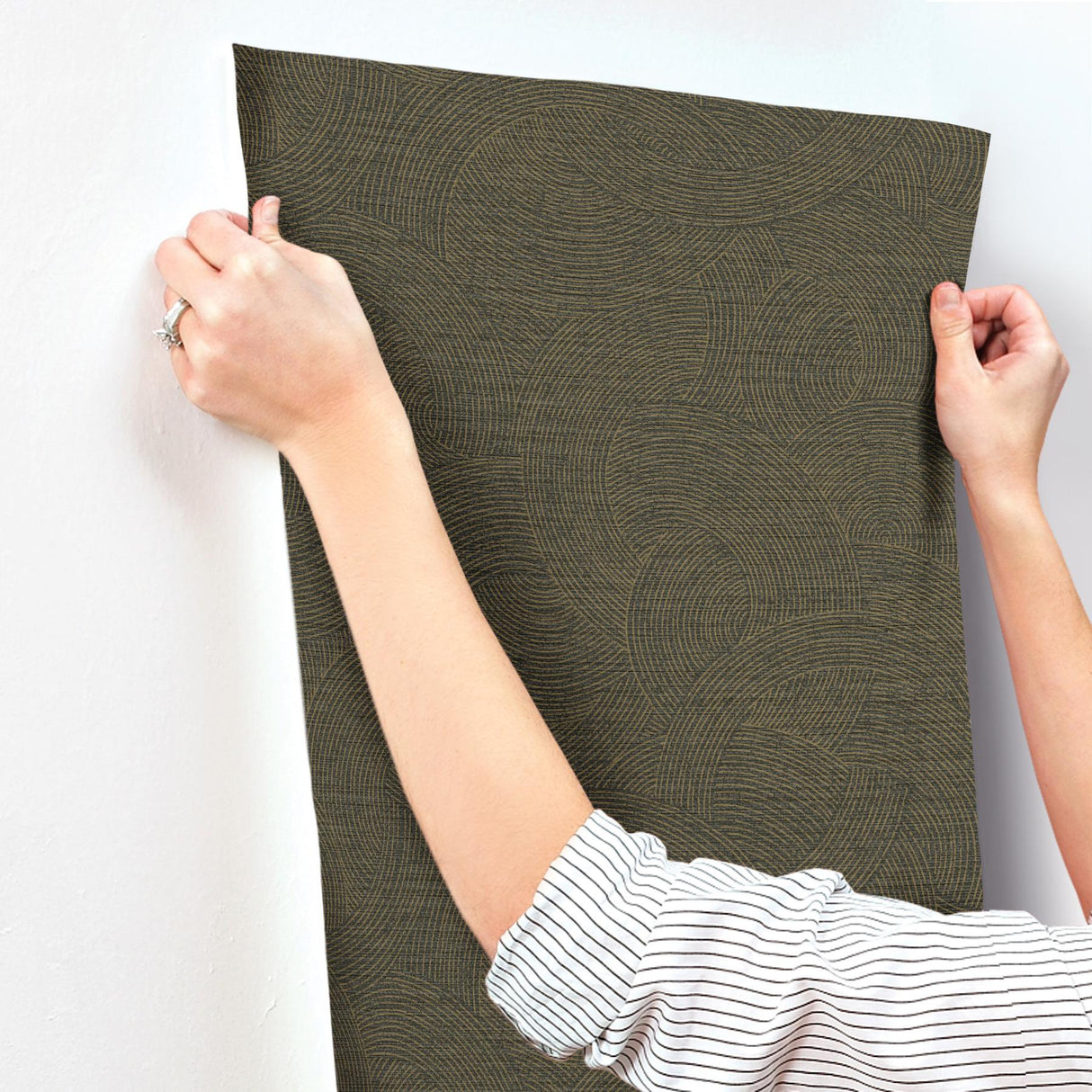York Harrison Charcoal Swirling Geometric Wallpaper