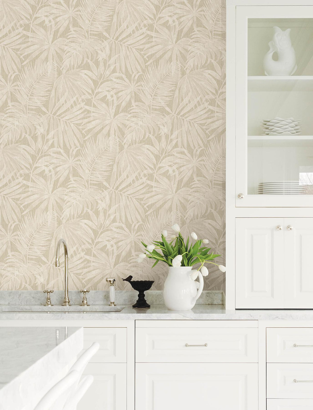 York Sonny Beige Fronds Wallpaper