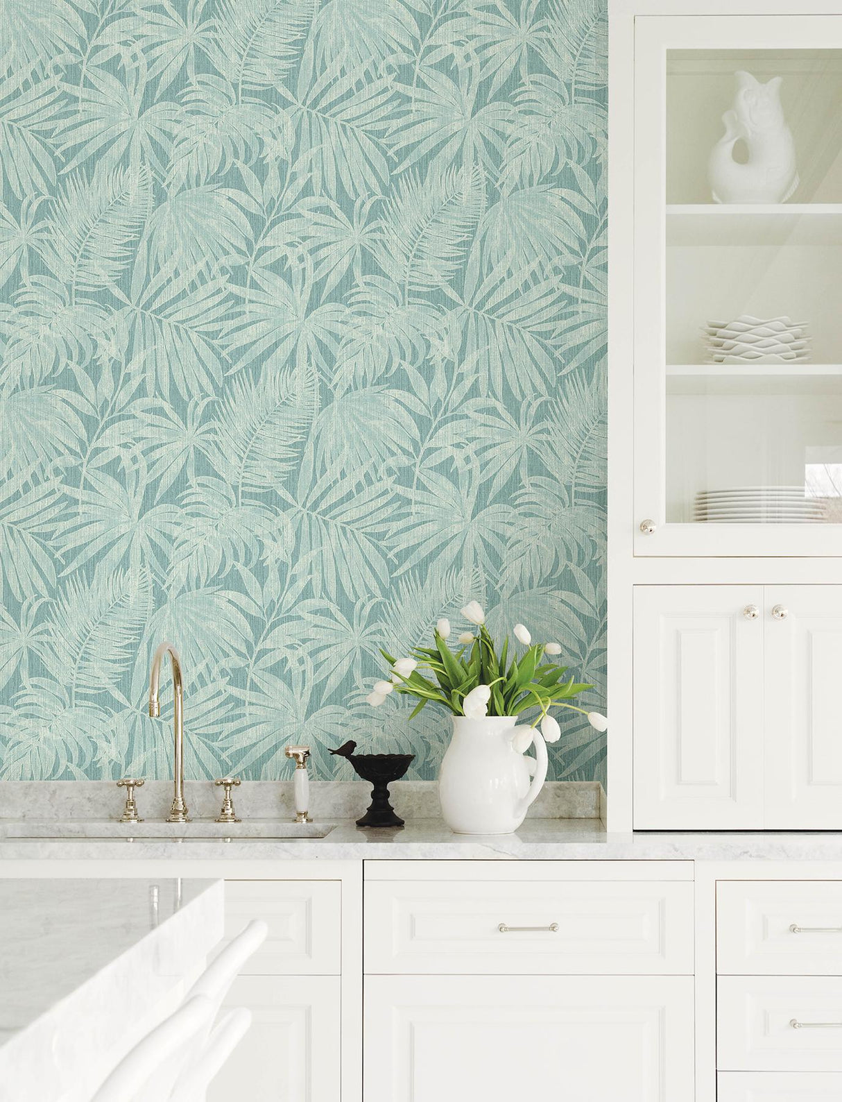York Sonny Light Blue Fronds Wallpaper