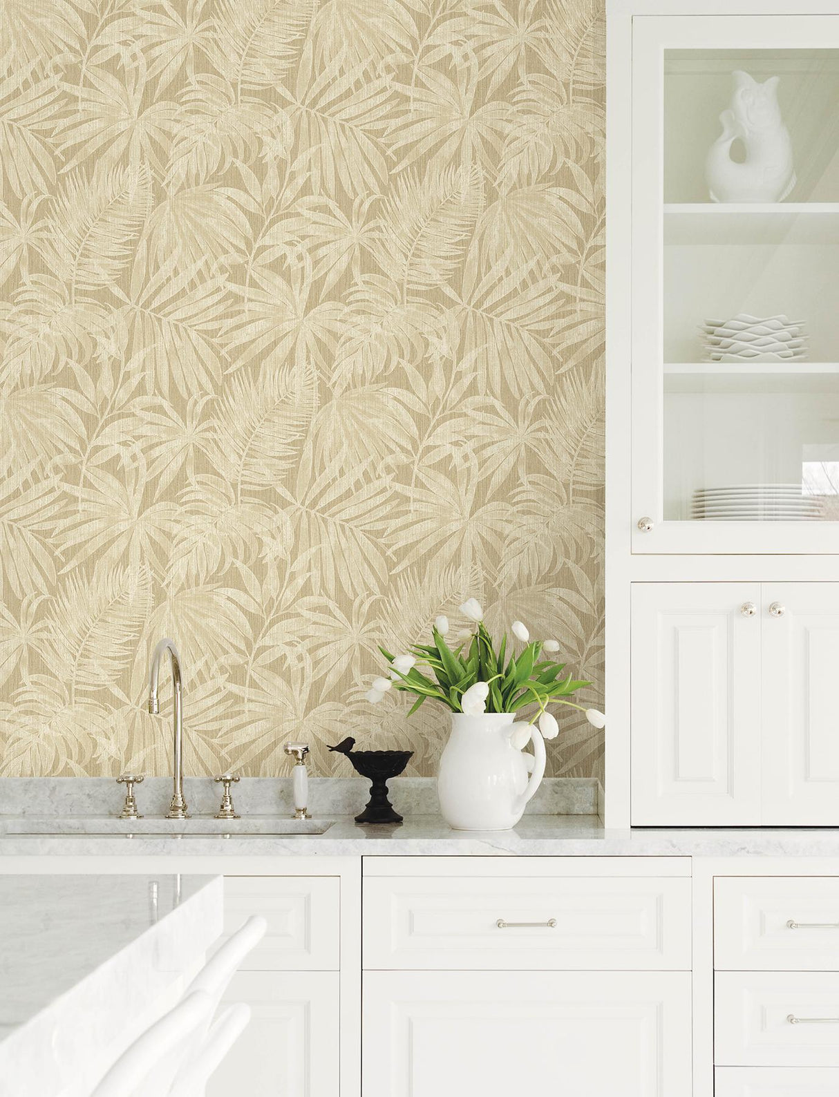 York Sonny Light Brown Fronds Wallpaper
