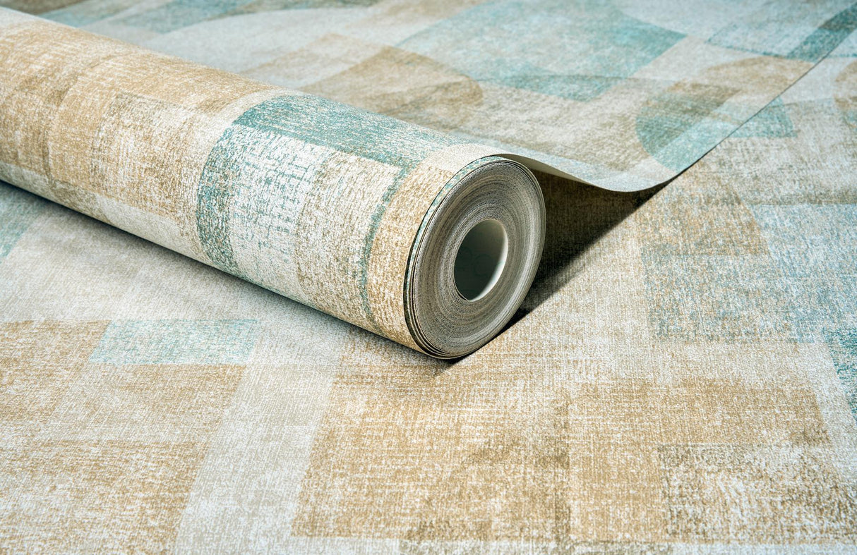 York Cassandra Teal Block Geometric Wallpaper
