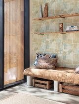 York Cassandra Teal Block Geometric Wallpaper