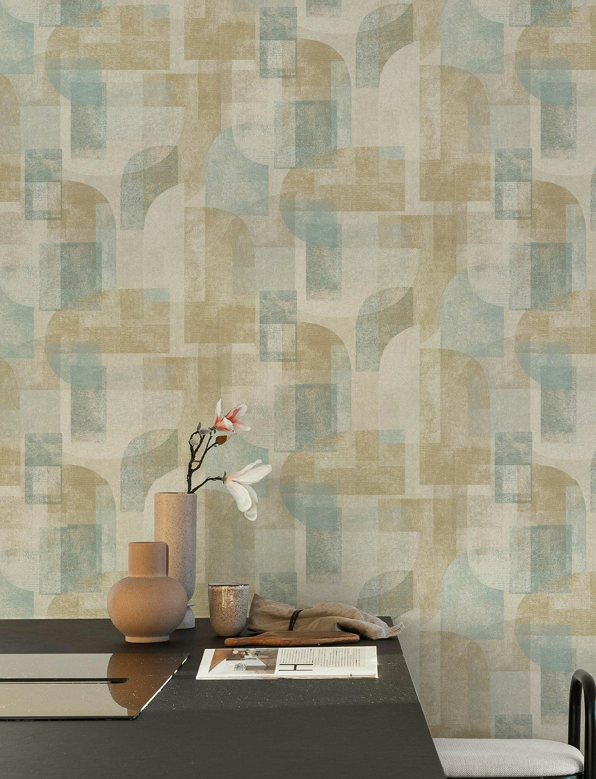 York Cassandra Teal Block Geometric Wallpaper