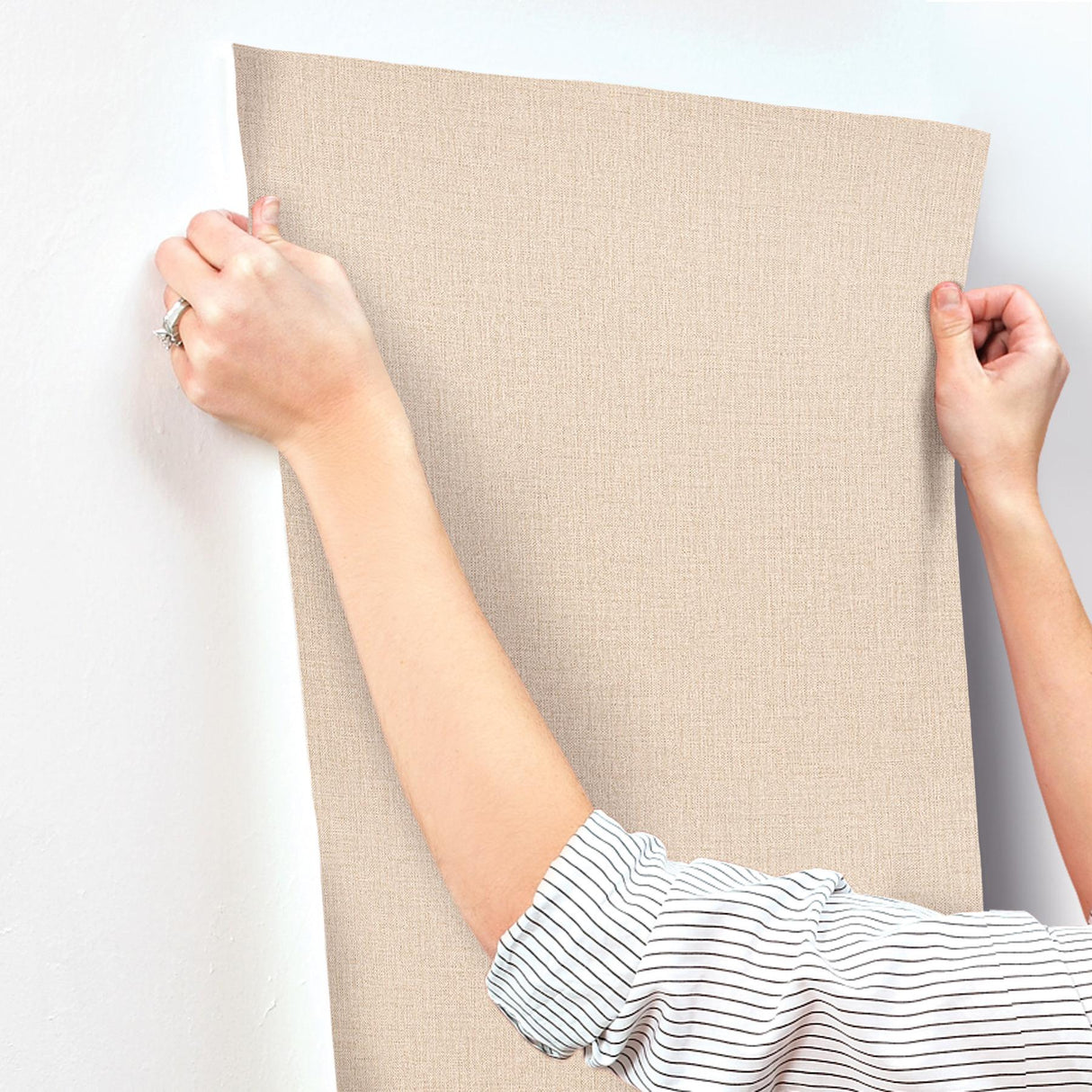 York Sonia Beige Faux Linen Wallpaper