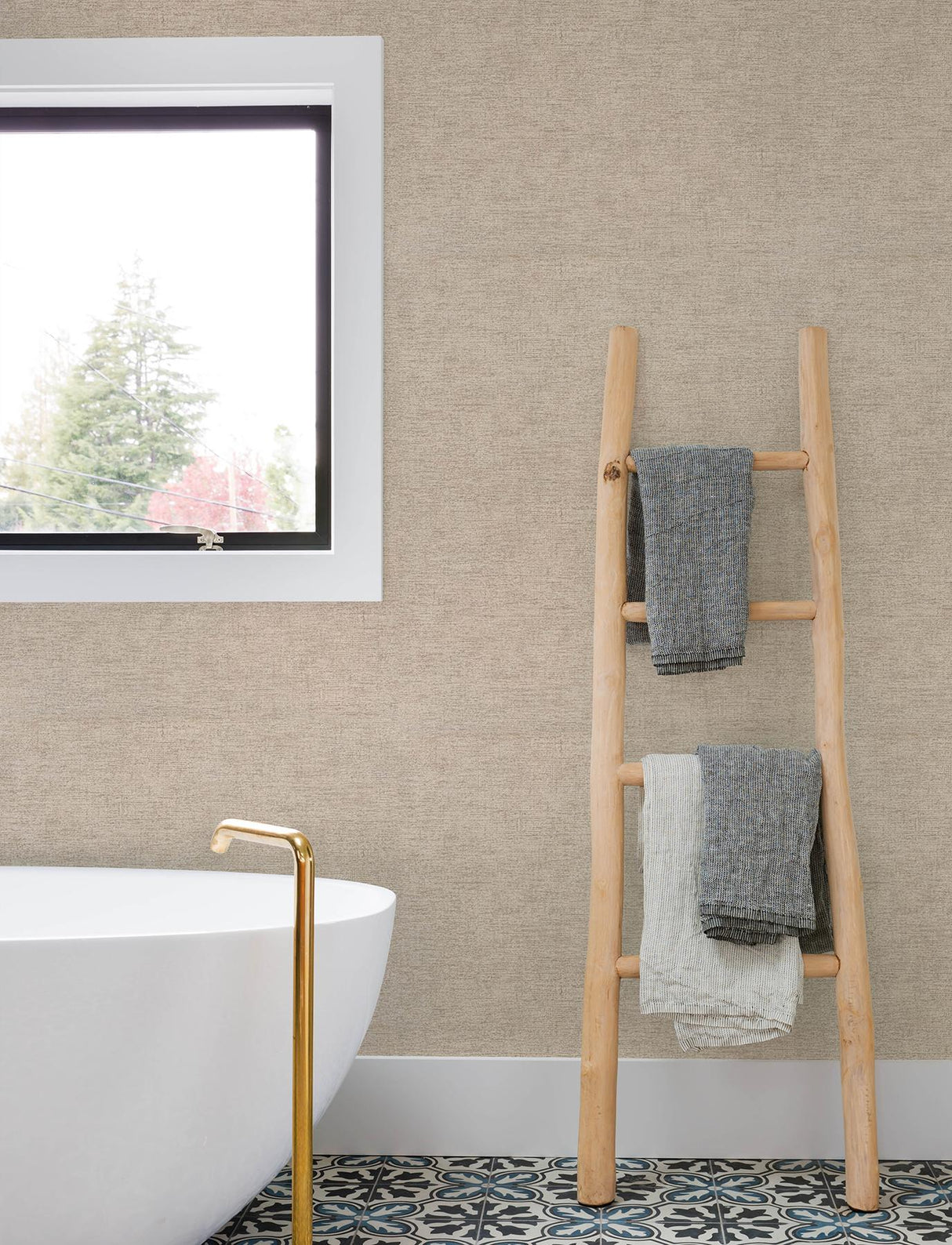 York Tansy Taupe Distressed Wallpaper